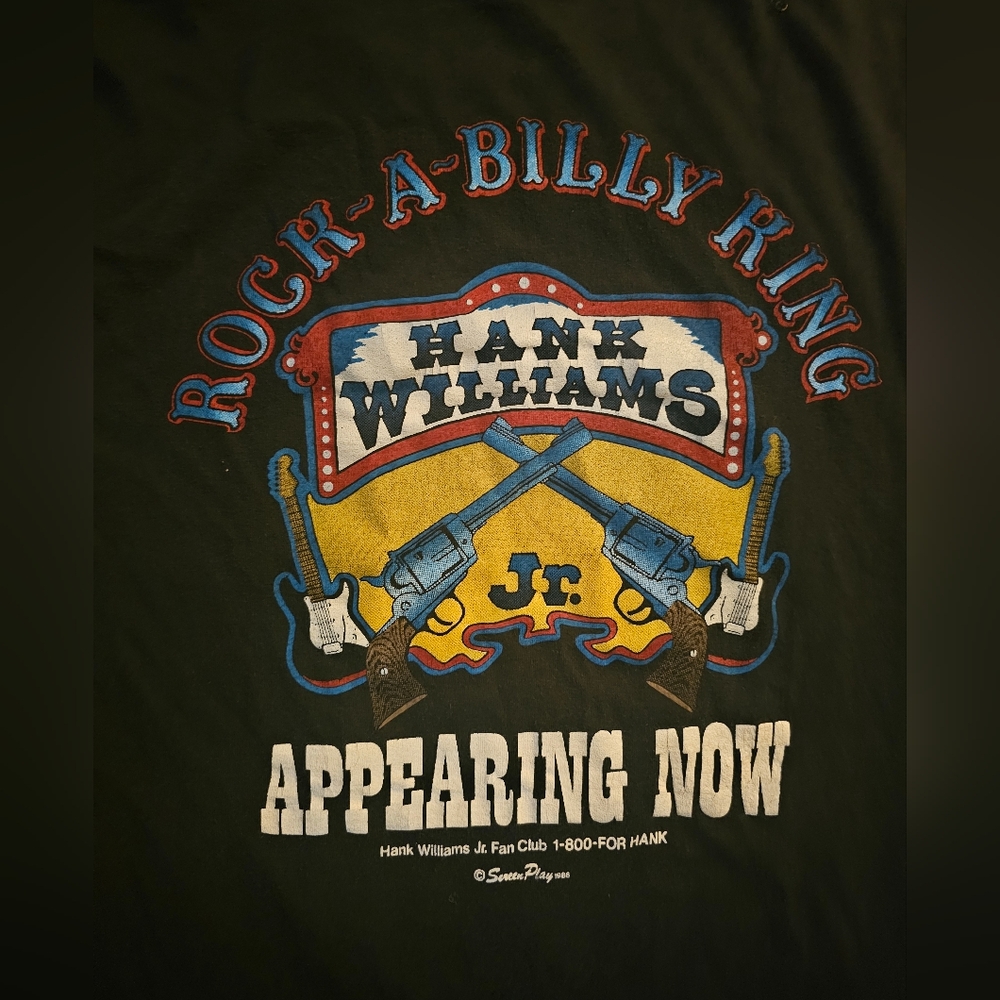 1986 Hank Williams Jr Vintage Country Music Tour Tee Shirt - Picture 2 of 5